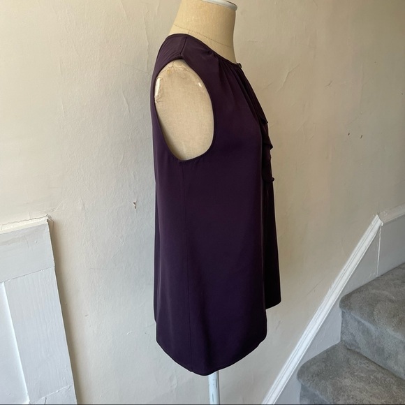 Theory Purple Silk Sleeveless Ruffle Keyhole Front Junio Blouse EUC Size Small - Picture 4 of 9